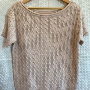 ANDREE BY UNIT Cable Knit Short Sleeve Sweater - Beige. Size Small. New!